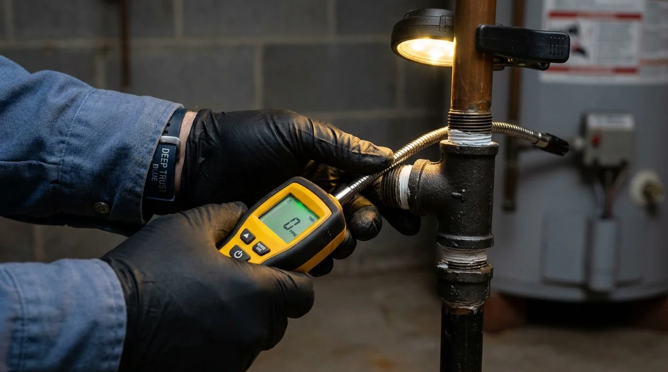 Gas leak detection with electronic sniffer by Johns Plumbing LLC in Pioneer