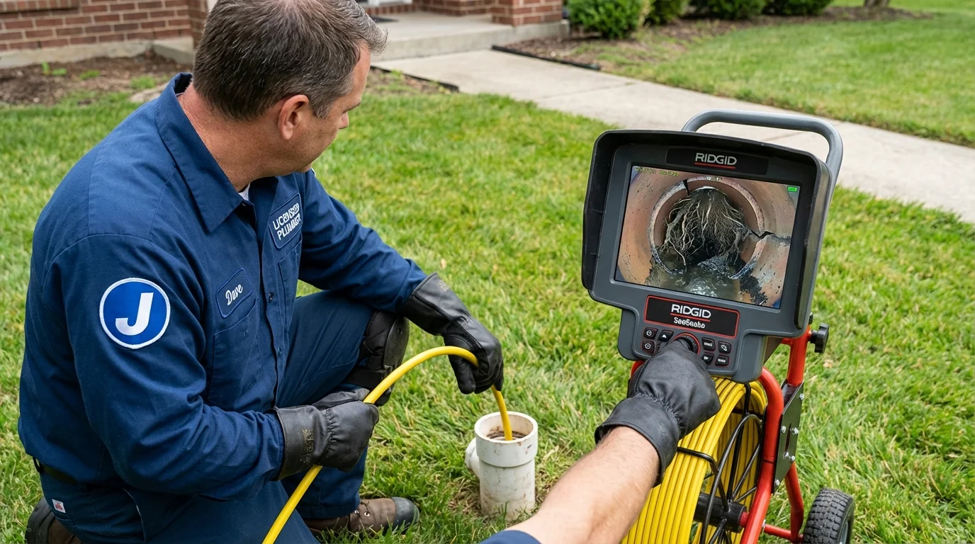 Sewer camera inspection being performed by Johns Plumbing LLC in Pioneer